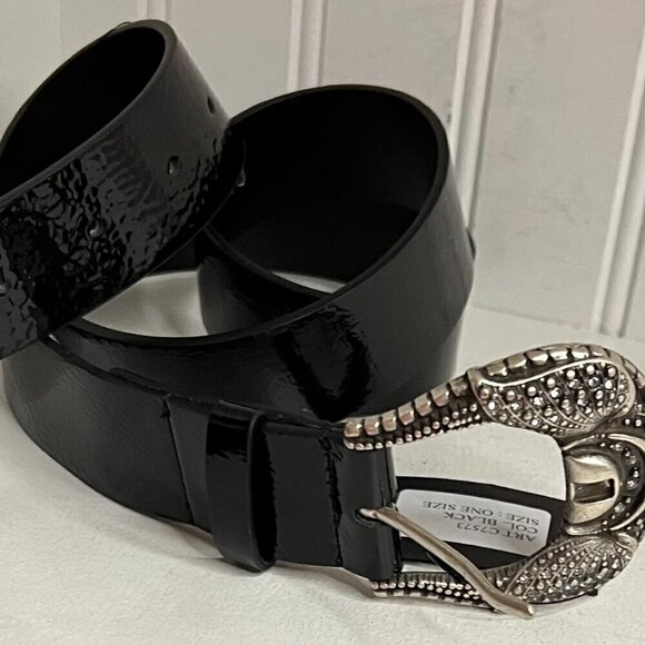 MARTINA MORI Made In Italy Leather Pointed Gaucho Buckle Belt OS display picture 1